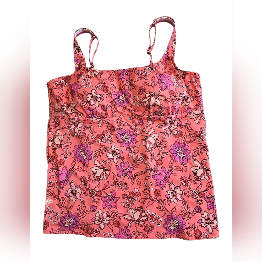 Lands' End Square Neck Chlorine Resistant Underwire Tankini Top Sz16 NWT
